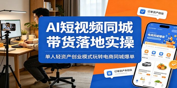 AI短视频同城带货落地实操：单人轻资产创业模式玩转电商同城爆单
