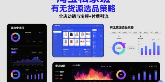 淘宝私家班，有无货源选品策略，高成功率爆款全流程打法，全店动销与淘短+付费引流(更新2026年6月1日)