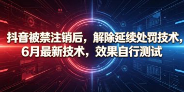 抖音被禁注销后，解除延续处罚技术，6月最新技术，效果自行测试
