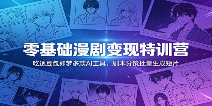 零基础漫剧变现特训营：玩转豆包即梦多款AI工具，剧本分镜批量生成短片