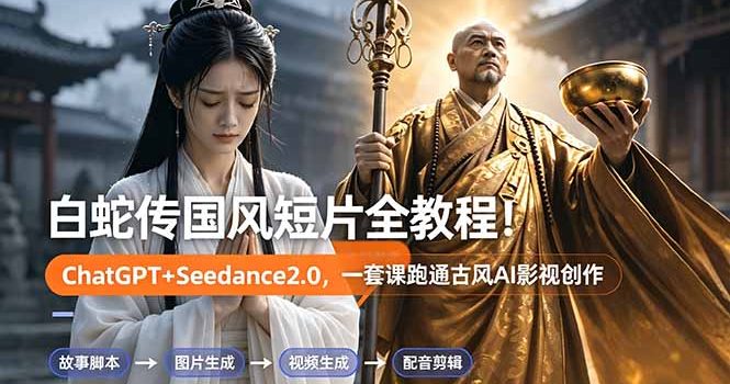 白蛇传-国风短片全教程！ChatGPT+Seedance2.0，一套课跑通古风AI影视创作
