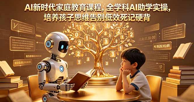AI新时代家庭教育课程，全学科AI助学实操，培养孩子思维告别低效死记硬背
