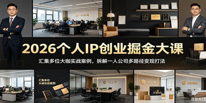 2026个人IP创业掘金大课：汇集多位大咖实战案例，拆解一人公司多路径变现打法