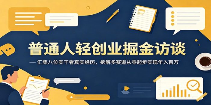 普通人轻创业掘金访谈：汇集八位实干者真实经历，拆解多赛道从零起步实现年入百万