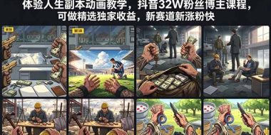 体验人生副本动画教学， 抖音32W粉丝博主课程，可做精选独家收益，新赛道新涨粉快
