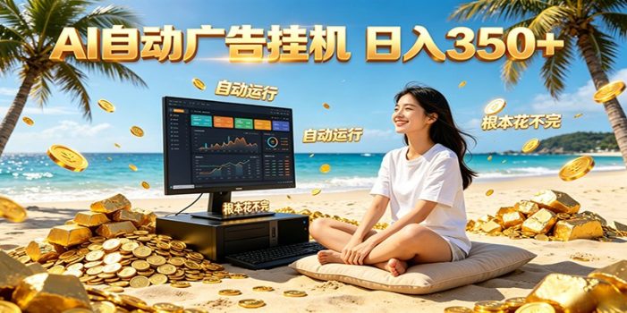 AI自动广告挂机 日入350+ 真正做到躺赚式变现,根本花不完!