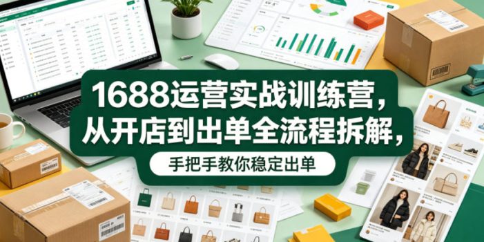 1688运营实战训练营,从开店到出单全流程拆解,手把手教你稳定出单