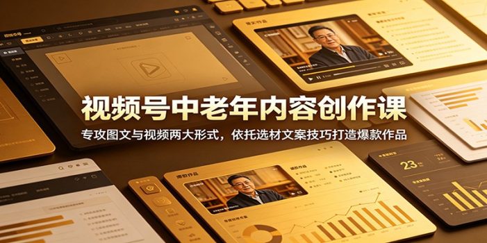 视频号中老年内容创作课:专攻图文与视频两大形式,依托选材文案技巧打造爆款作品