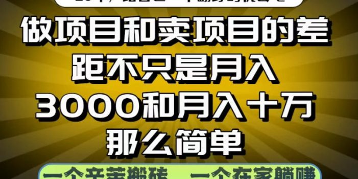 做项目和卖项目不只是月入3K和10W那么简单,一个努力搬砖,一个在家躺賺【揭秘】