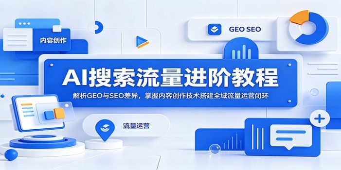 AI搜索流量进阶教程:解析GEO与SEO差异,掌握内容创作技术搭建全域流量运营闭环