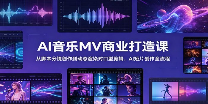 AI音乐MV商业打造课:从脚本分镜创作到动态渲染对口型剪辑,AI短片创作全流程