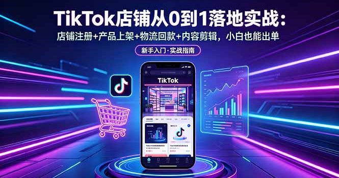 TikTok店铺从0到1落地实战:店铺注册+产品上架+物流回款+内容剪辑,小白也能出单