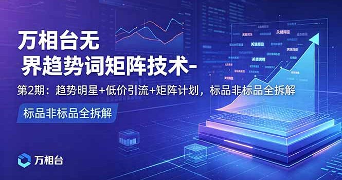 万相台无界趋势词矩阵技术-第2期:趋势明星+低价引流+矩阵计划,标品非标品全拆解