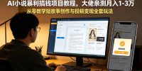 AI小说暴利搞钱项目教程,大佬亲测月入1-3万,从零教学短故事创作与投稿变现全套玩法