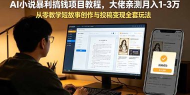 AI小说暴利搞钱项目教程,大佬亲测月入1-3万,从零教学短故事创作与投稿变现全套玩法
