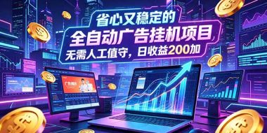 全自动广告挂机项目,全程无需人工值守。稳定创收每日收益200+