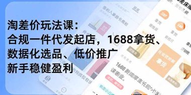淘差价玩法课:合规一件代发起店,1688拿货、数据化选品、低价推广,新手稳健盈利(更新6月