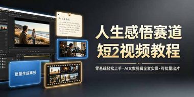 人生感悟赛道短视频教程，零基础轻松上手，AI文案剪辑全套实操可批量出片
