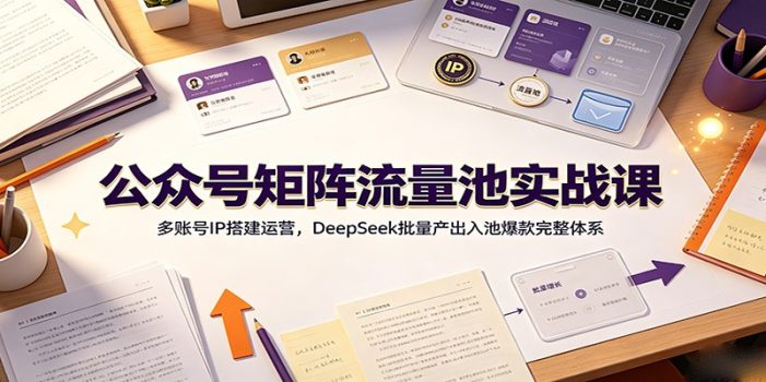 公众号矩阵流量池实战课:多账号IP搭建运营,DeepSeek批量产出入池爆款完整体系