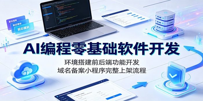 AI编程零基础软件开发:环境搭建前后端功能开发,域名备案小程序完整上架流程