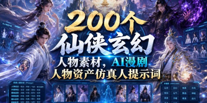 200个仙侠玄幻人物素材,AI漫剧人物资产仿真人提示词
