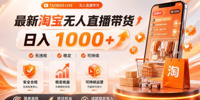 拒绝死工资!淘宝无人直播,让你睡觉都在进账,单设备日入1k+普通人的变现蓝海【揭秘】
