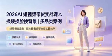 2026AI短视频带货实战课△换装换脸换背景|多品类案例|矩阵橱窗运营全套实操教学