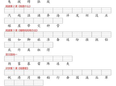 26新二上语文识字表看生字写拼音（6页