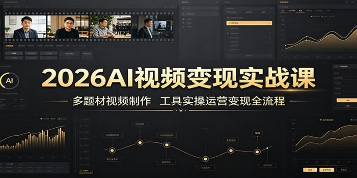 2026AI视频变现实战课：多题材视频制作，工具实操运营变现全流程