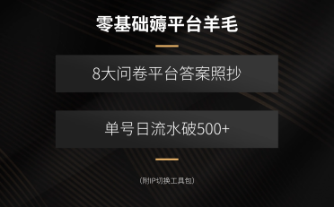 零基础薅平台羊毛,8大问卷平台答案照抄,单号日流水破500+(附IP切换…