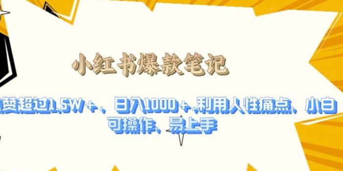 利用人性的痛点,打造爆款笔记,获得点赞超过1.5W+,日入1k【揭秘】