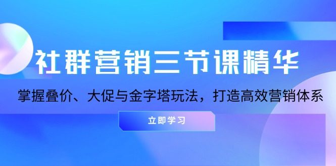 社群营销三节课精华:掌握叠价、大促与金字塔玩法,打造高效营销体系
