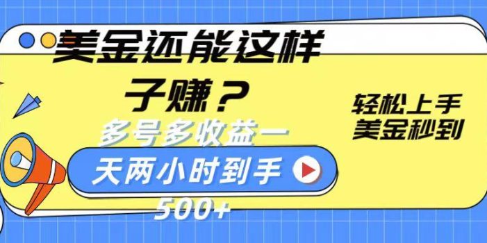 美金还能这样子赚?轻松上手,美金秒到账 多号多收益,一天 两小时,到手500+