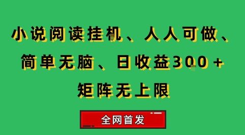 小说挂G阅读,人人可做,简单无脑,一天收益3张+矩阵无限上,全网首发【揭秘】