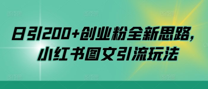 日引200+创业粉全新思路,小红书图文引流玩法【揭秘】