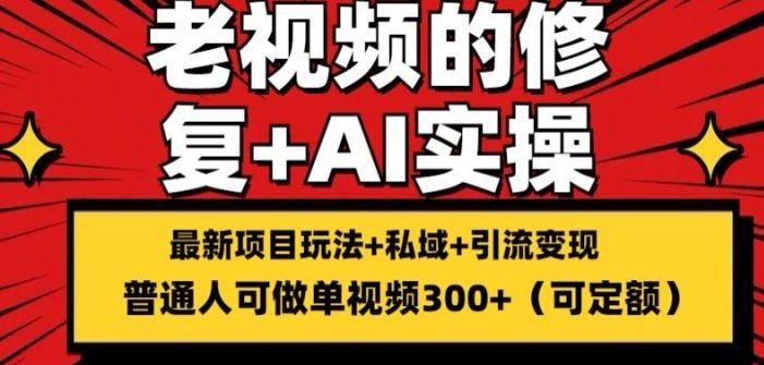 修复老视频的玩法,搬砖+引流的变现(可持久),单条收益300+【揭秘】