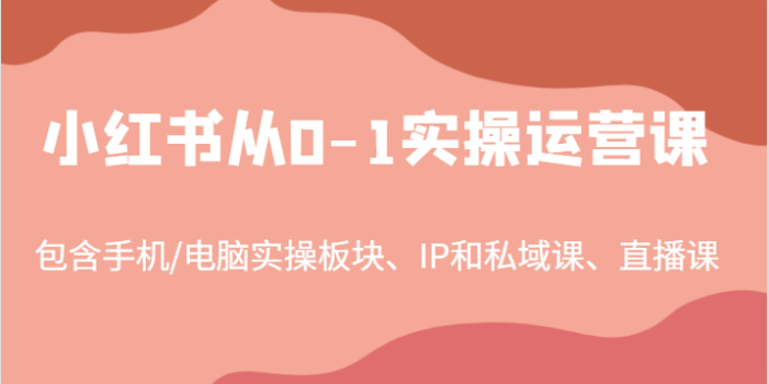 小红书从0-1实操运营课,包含手机/电脑实操板块、IP和私域课、直播课(97节)