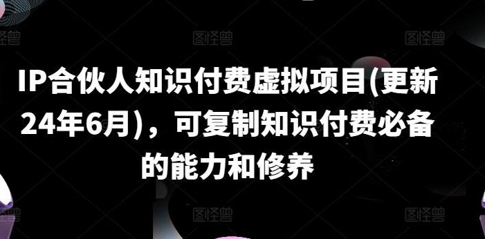 IP合伙人知识付费虚拟项目(更新24年6月),可复制知识付费必备的能力和修养