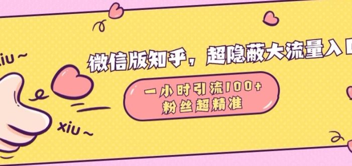 微信版知乎,超隐蔽流量入口1小时引流100人,粉丝质量超高【揭秘】