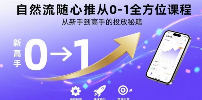 自然流随心推从0-1全方位课程,从新手到高手的投放秘籍