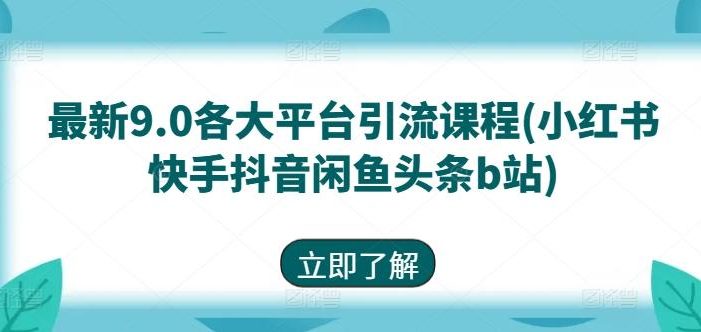 最新9.0各大平台引流课程(小红书快手抖音闲鱼头条b站)