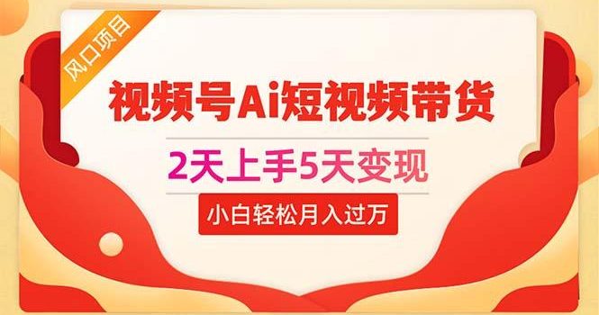 2天上手5天变现视频号Ai短视频带货0粉丝0基础小白轻松月入过万