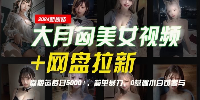【新思路】大月匈美女视频+网盘拉新,靠搬运每日5000+,简单暴力,0基础小白可参与