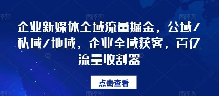 企业新媒体全域流量掘金,公域/私域/地域,企业全域获客,百亿流量收割器