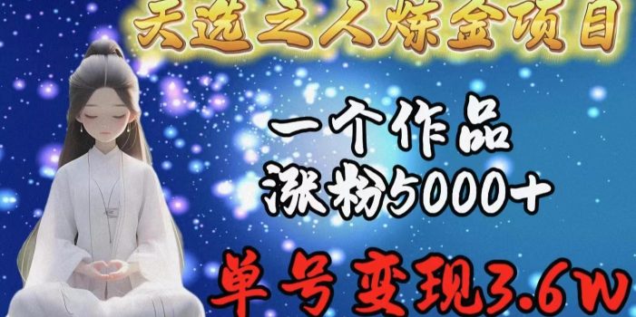 (9693期)天选之人炼金项目,一个作品涨粉5000+,单号变现3.6w