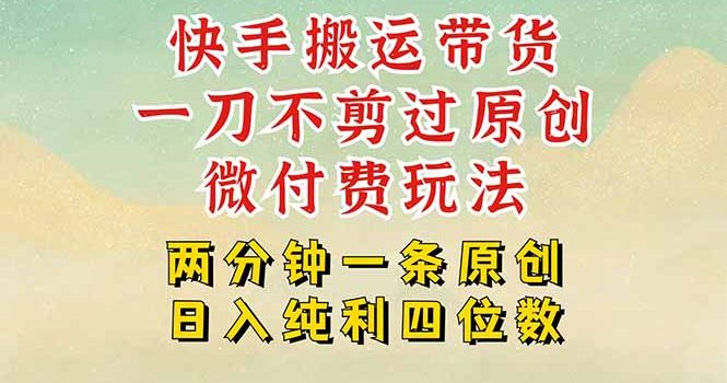 快手黑科技搬运带货,一刀不剪过原创,微付费投流玩法,轻松日入四位数…
