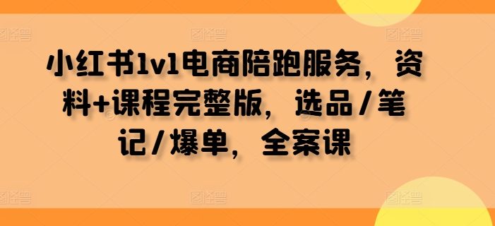 小红书1v1电商陪跑服务,资料+课程完整版,选品/笔记/爆单,全案课