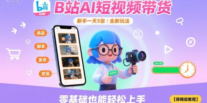 B站AI短视频带货,新手一天5张,全新玩法【保姆级教程】
