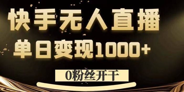 0粉丝开干,快手无人直播,单日变现1k+【揭秘】