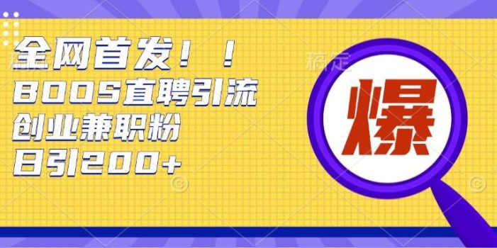 通过Boss直聘,每天轻松钓到200+多条创业大鱼的秘籍【揭秘】